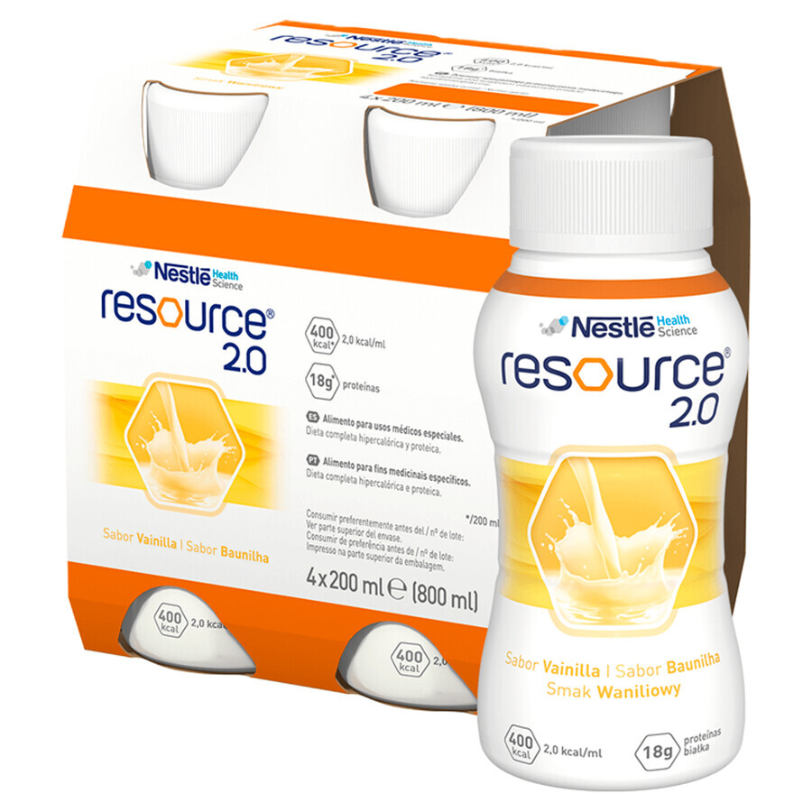 Resource 2.0, nutritional preparation, vanilla flavor, 4 x 200 ml