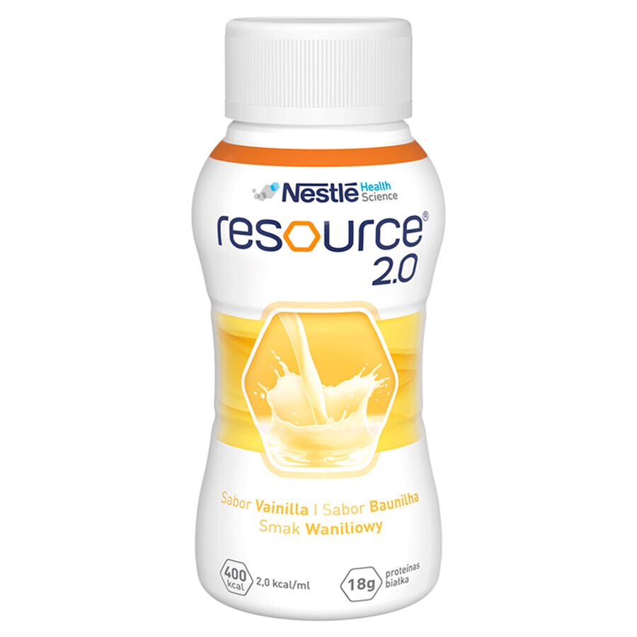 Resource 2.0, nutritional preparation, vanilla flavor, 4 x 200 ml