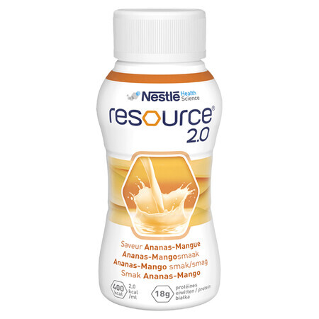 Resource 2.0, voedingspreparaat, ananas-mangosmaak, 4 x 200 ml