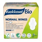 Vuokkoset, biologisch katoenen maandverband, 100% Bio, Normale vleugels, 12 stuks