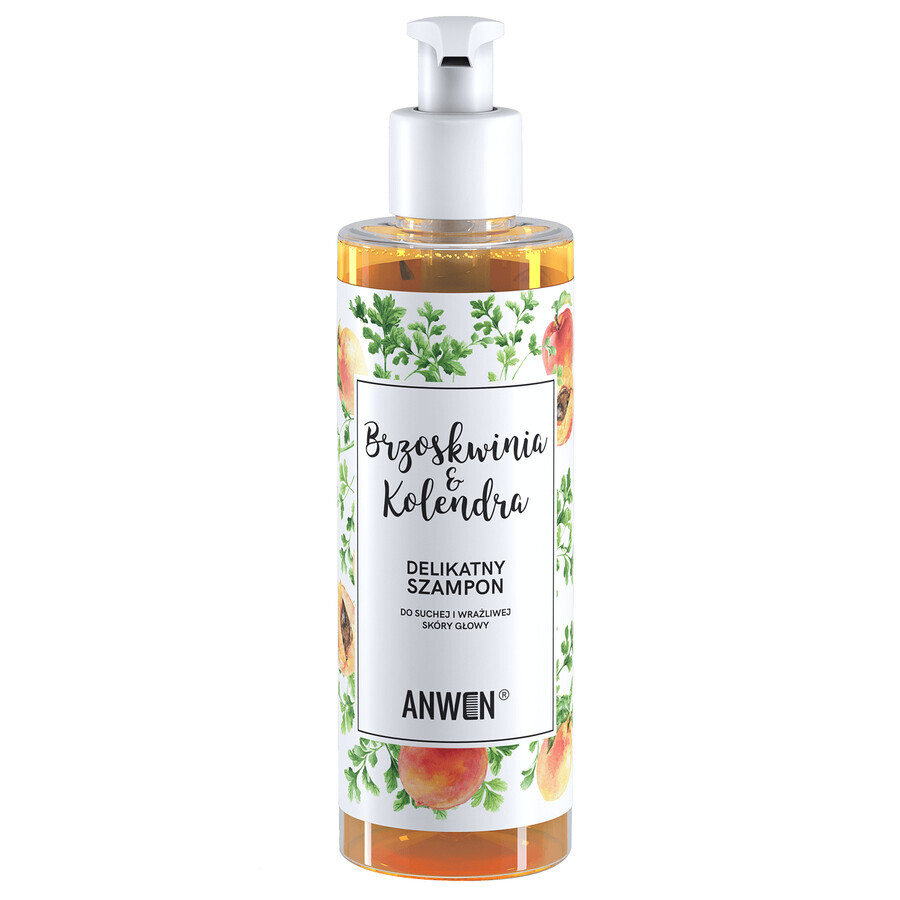 Anwen Perzik en Koriander, zachte shampoo voor droge en gevoelige hoofdhuid, 200ml