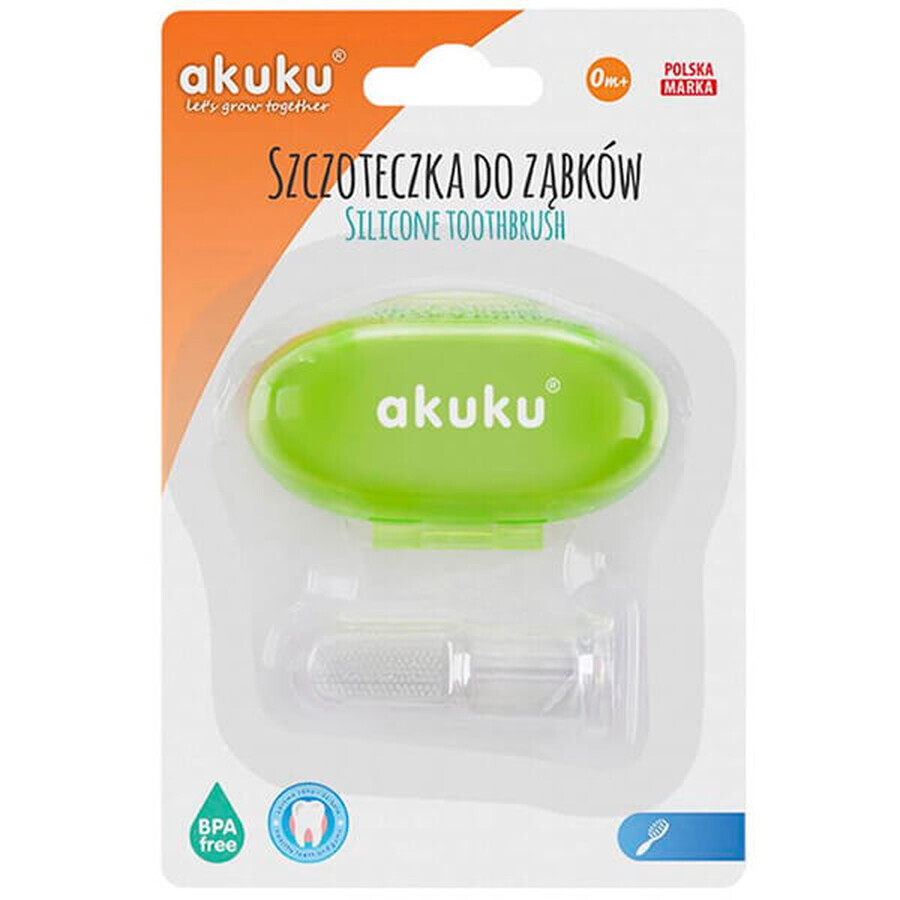 AKUKU, siliconen vingerborstel, groen, A0264, 1 stuk