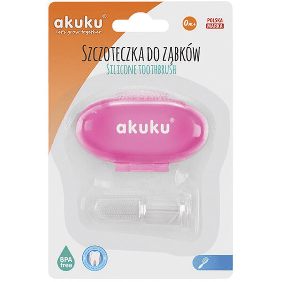 AKUKU, silicone finger brush, pink, A0265, 1 pc