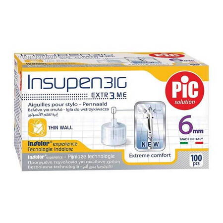 Pic Solution Insupen, insulinepenaalden, 31G (0,25 mm) x 6 mm, 100 stuks