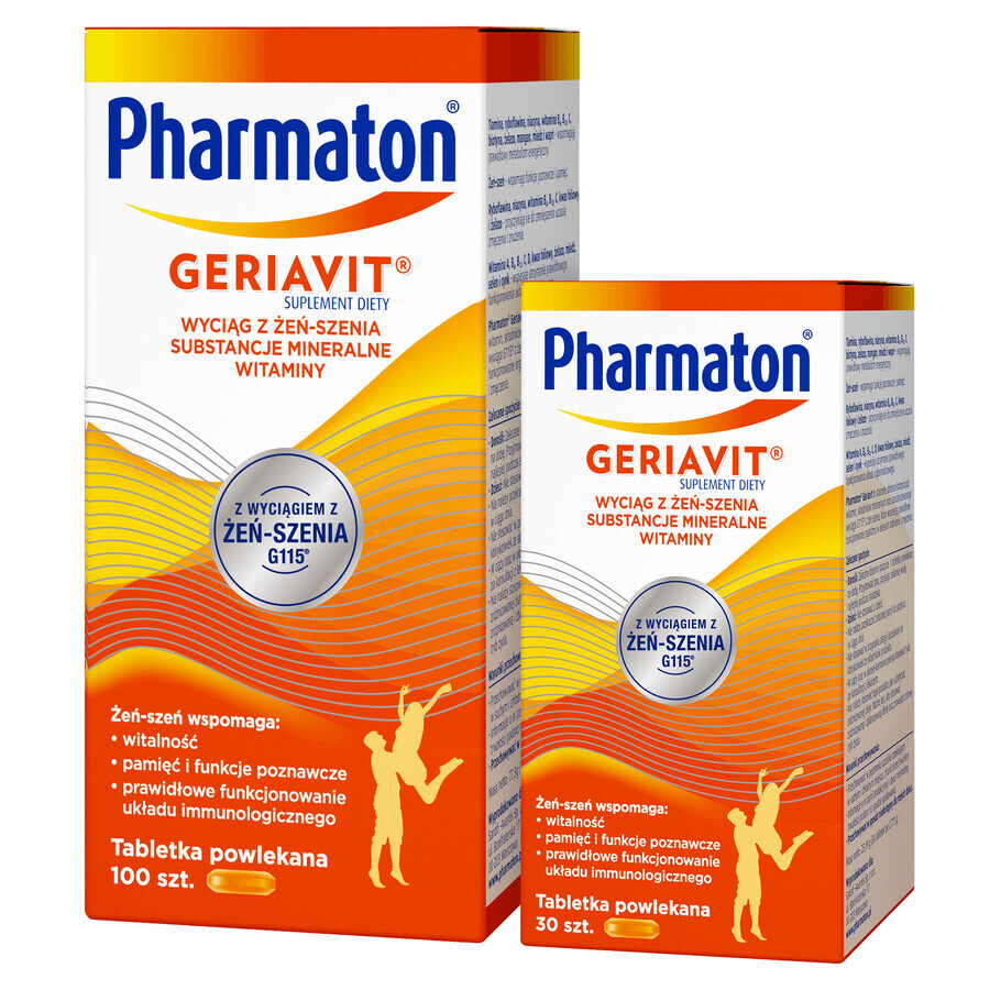 Pharmaton Geriavit set, 100 comprimés pelliculés + 30 comprimés en cadeau