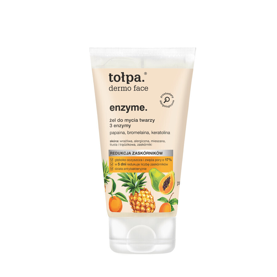 Tołpa Dermo Face Sebio, gel limpiador facial con 3 enzimas, 150 ml