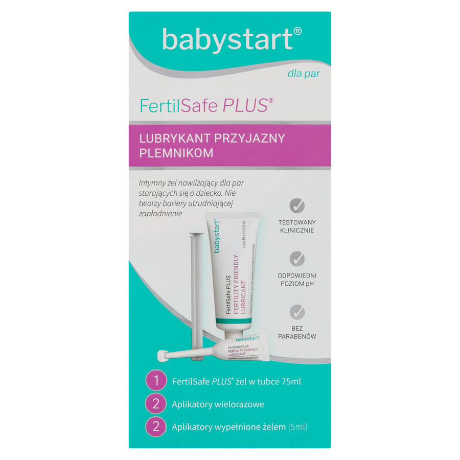 Babystart Fertilsafe Plus, intimate moisturizing gel for couples trying to have a baby, 75 ml + applicator, 2 x 5 ml