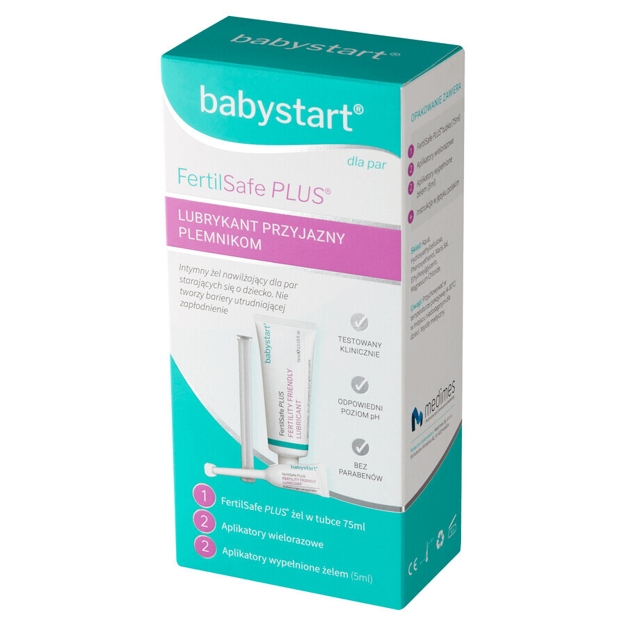 Babystart Fertilsafe Plus, intimate moisturizing gel for couples trying to have a baby, 75 ml + applicator, 2 x 5 ml