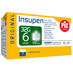 Pic Solution Insupen, agujas para pluma de insulina, 32G (0,23 mm) x 6 mm, 100 unidades