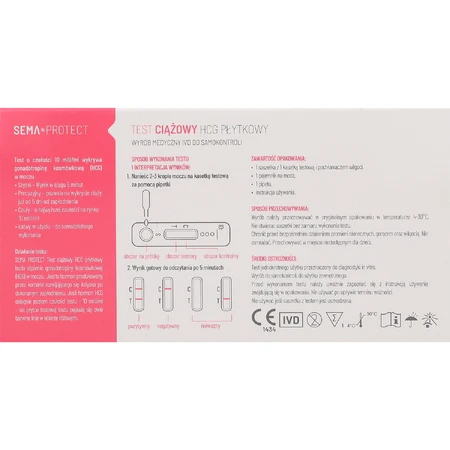 SEMA Protect, platelet hCG pregnancy test, super sensitive 10 mlU/ml, 1 pc