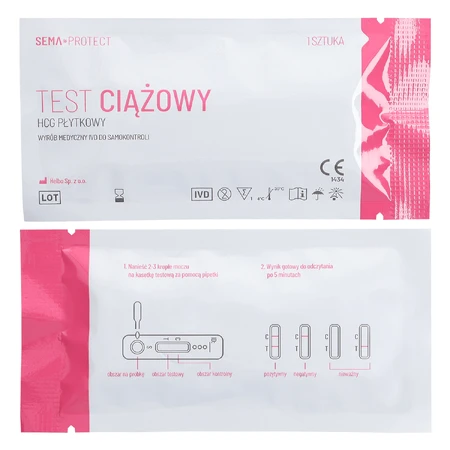 SEMA Protect, platelet hCG pregnancy test, super sensitive 10 mlU/ml, 1 pc