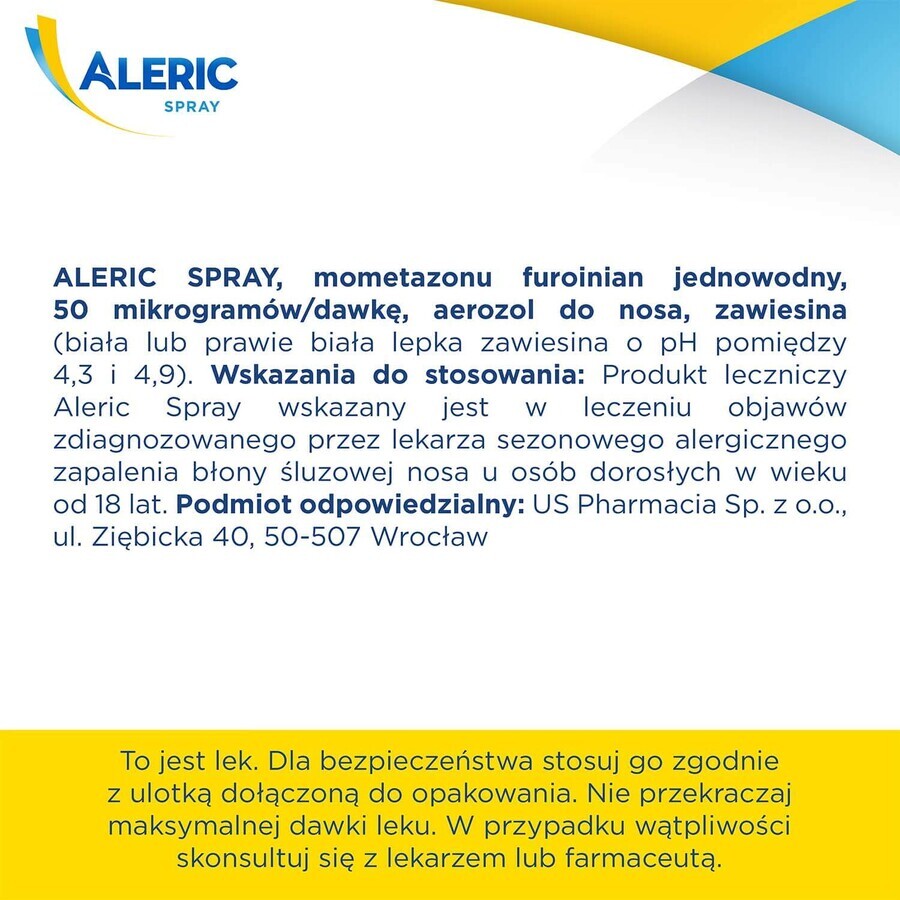 Aleric Spray 50 µg/dose, spray nasale, sospensione, 60 dosi