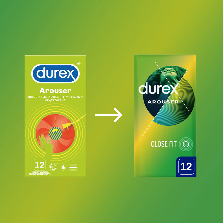 Durex Arouser, preservativos estriados, 12 unidades