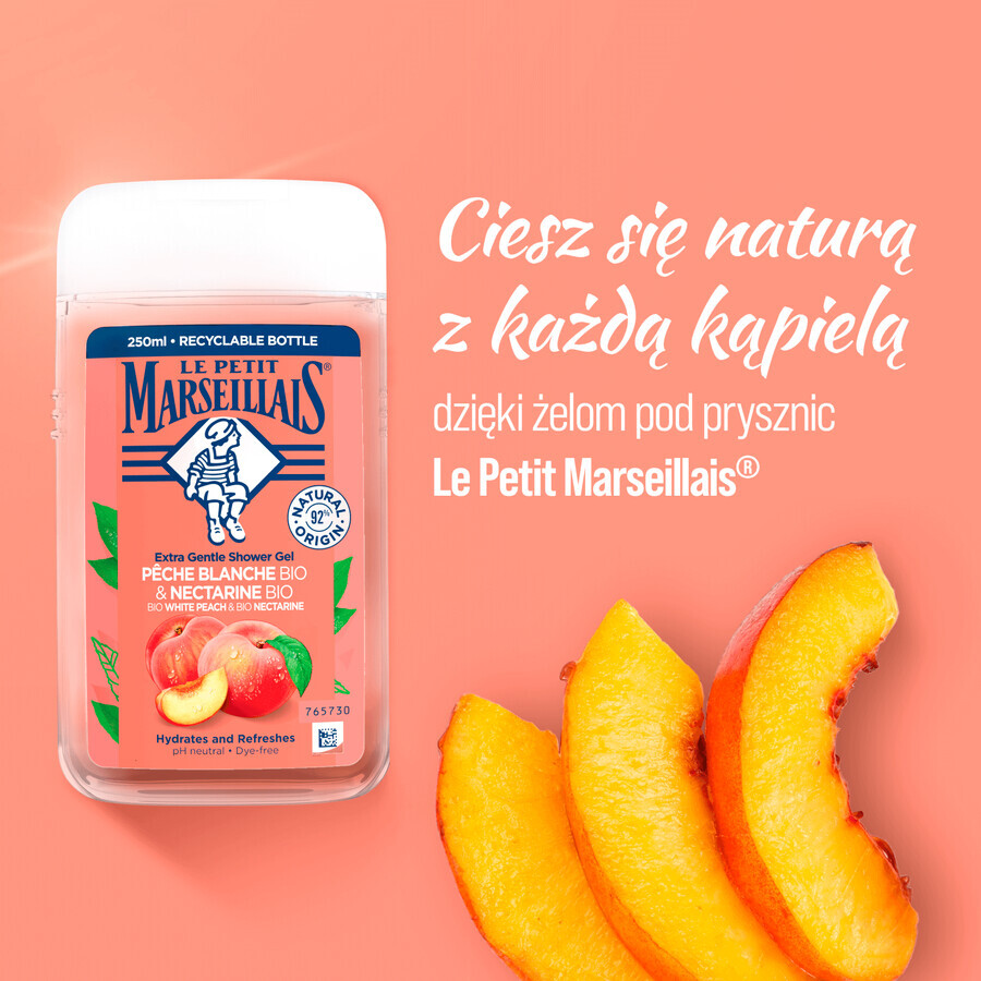 Le Petit Marseillais, fijne douchegel, witte perzik en nectarine BIO, 250 ml