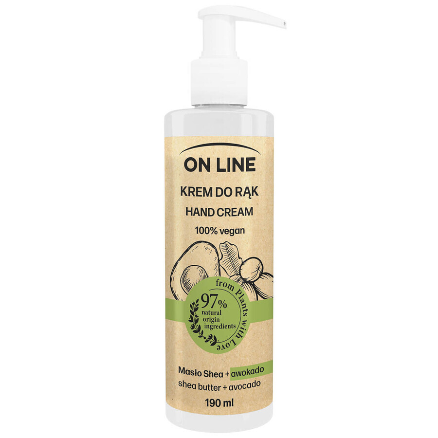 On Line From Plants With Love, hand cream, shea butter and avocado, 190 ml