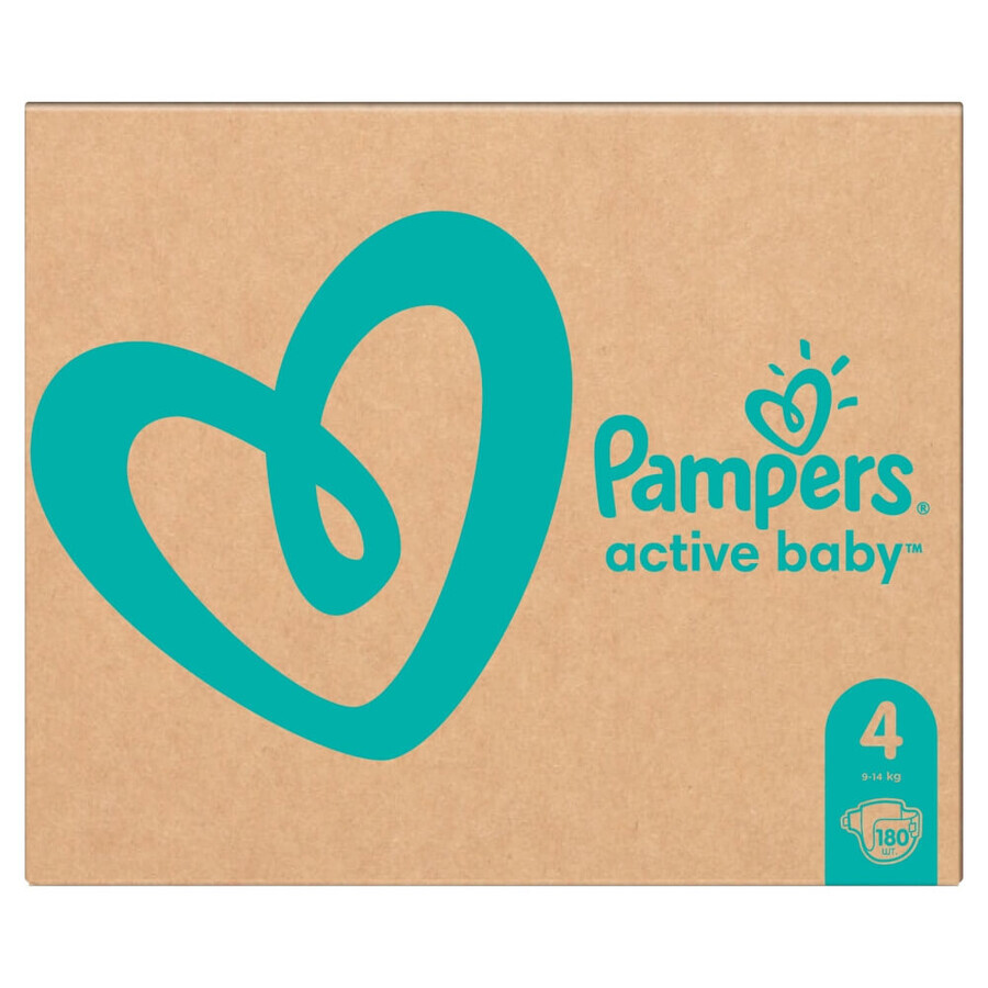 Pampers Active Baby, size 4 diapers, 9-14 kg, 180 pcs