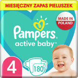 Pampers Active Baby, size 4 diapers, 9-14 kg, 180 pcs