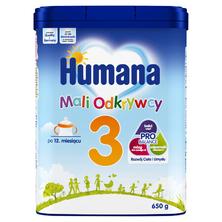 Humana 3 Little Explorers, melkdrinkpoeder met magere melk en plantaardige oliën, na 12 maanden, 650 g