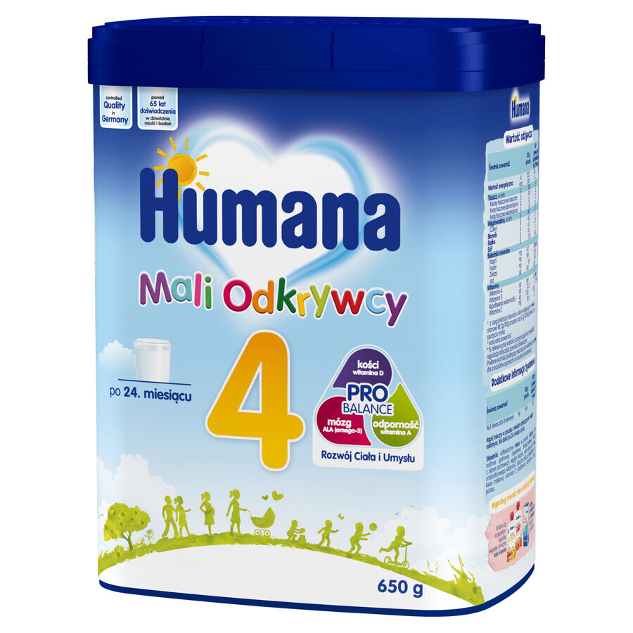 Humana 4 Little Explorers, melkdrinkpoeder met magere melk en plantaardige oliën, na 24 maanden, 650 g