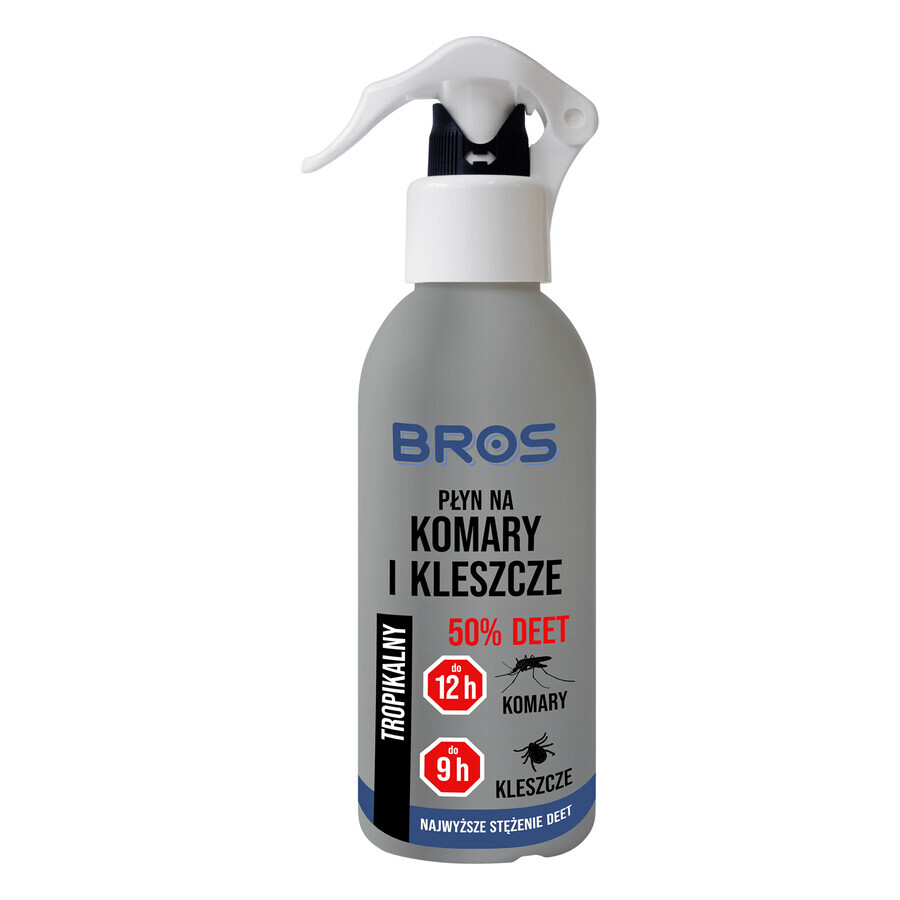 Bros, mosquito and tick liquid, DEET 50%, 130 ml