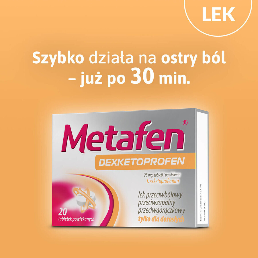 Metafen Dexketoprofen 25 mg, 20 comprimate filmate