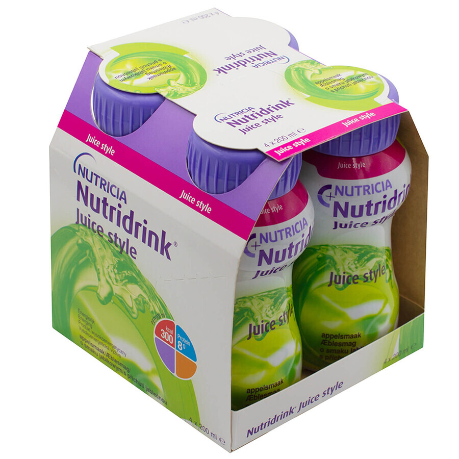 Nutridrink Juice Style, goût pomme, 4 x 200 ml