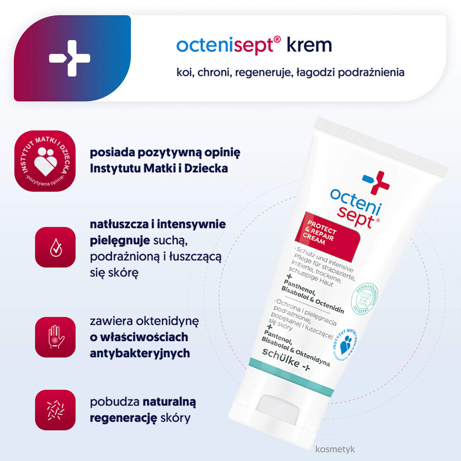 Octenisept Protect&Repair, crème pour les peaux irritées, crevassées et qui pèlent, 50 ml