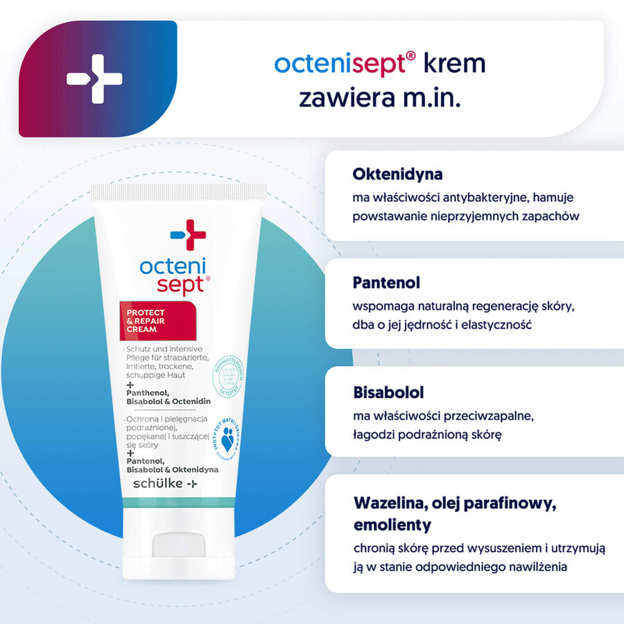 Octenisept Protect&Repair, crème pour les peaux irritées, crevassées et qui pèlent, 50 ml