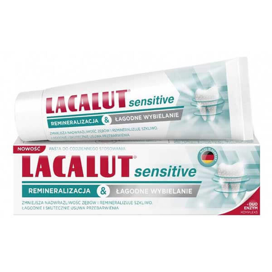 Lacalut Sensitive, tandpasta, remineraliserend glazuur en milde whitening, 75 ml