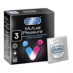 Durex Mutual Pleasure, condooms met geslachtsgemeenschap bevorderend glijmiddel, geribbeld met bies, 3 stuks