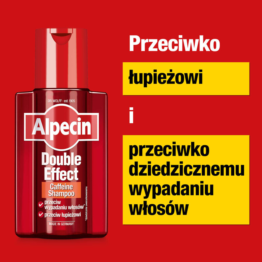 Alpecin Double Efect, shampoo met cafeïne tegen haaruitval en roos, 200 ml