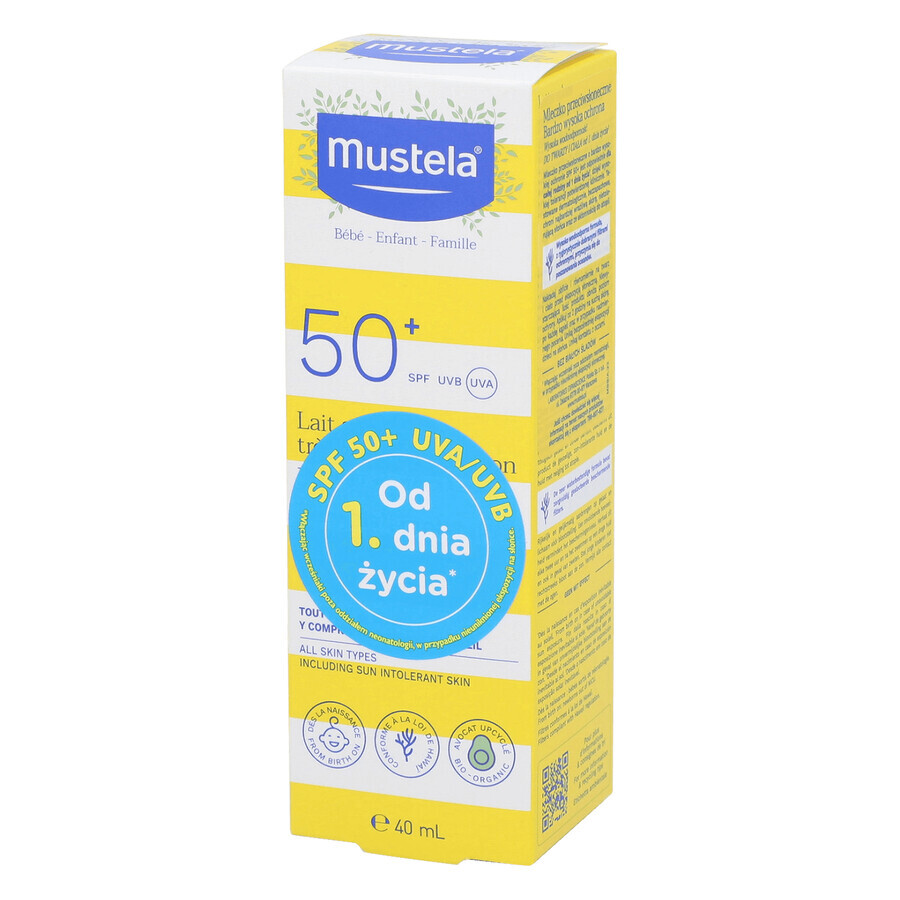 Mustela Zonneset, Baby onderweg - droge huid, zonnemelk, SPF 50, 40 ml + massageolie, 100 ml