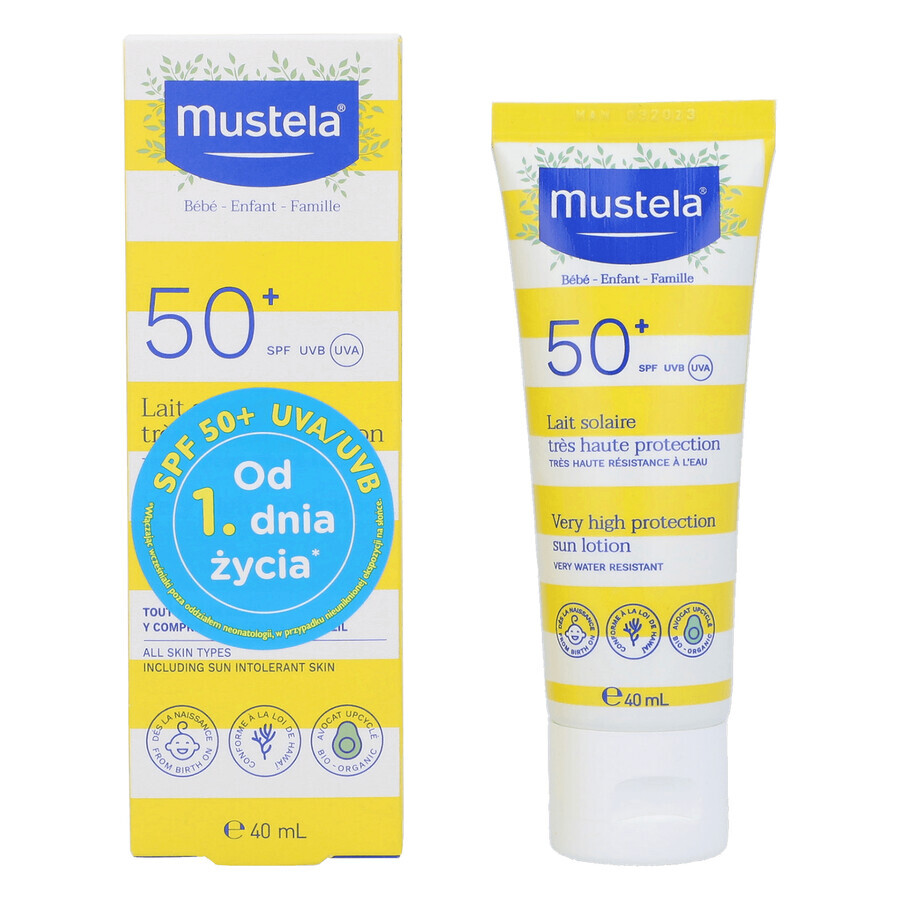 Mustela Zonneset, Baby onderweg - droge huid, zonnemelk, SPF 50, 40 ml + massageolie, 100 ml