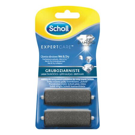 Scholl Expert Care, verwisselbare Wet &amp; Dry grofkorrelige roterende koppen met diamantkristallen, 2 stuks