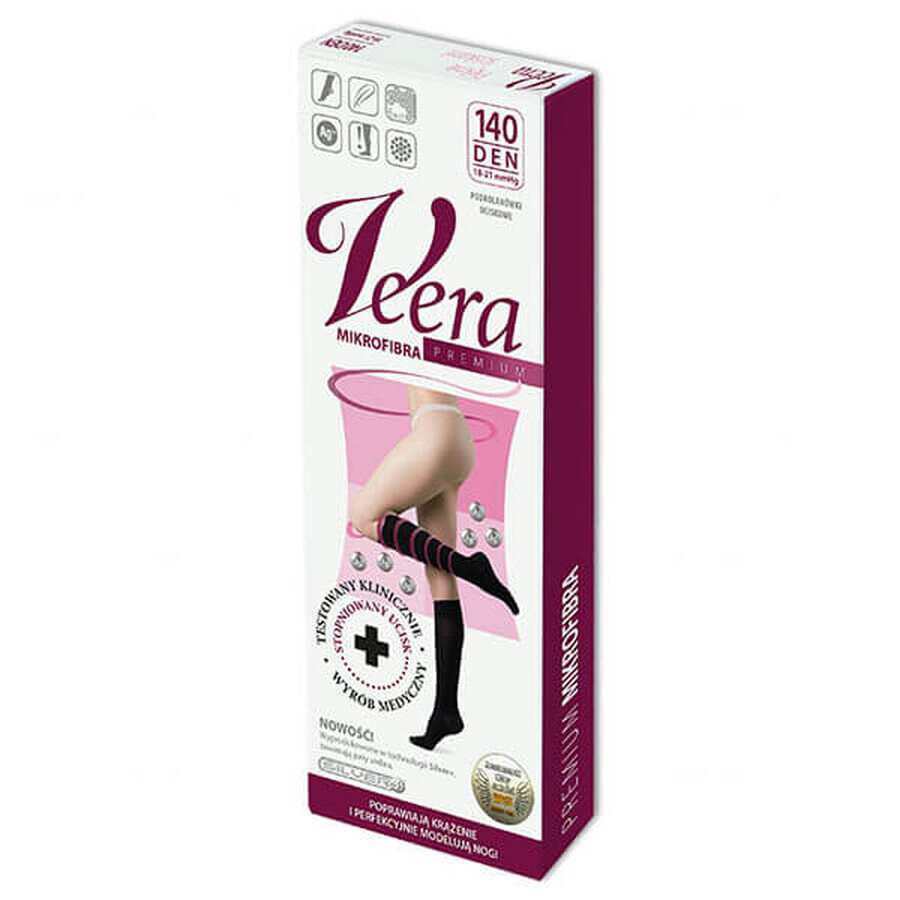 Veera Premium, calze al ginocchio, 140 den, taglia M, nero