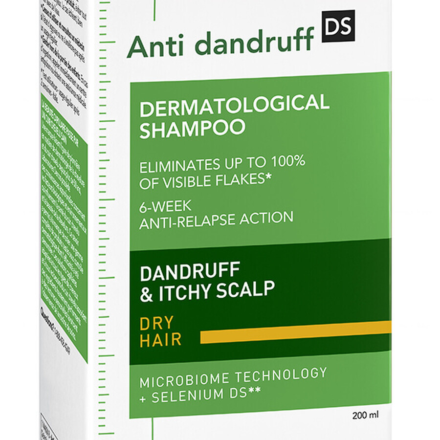 Vichy Dercos Anti Dandruff DS, shampooing antipelliculaire, cheveux secs, 200 ml