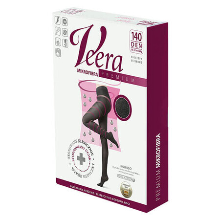 Veera Premium, microvezel compressiepanty, 140 den, maat 2, zwart