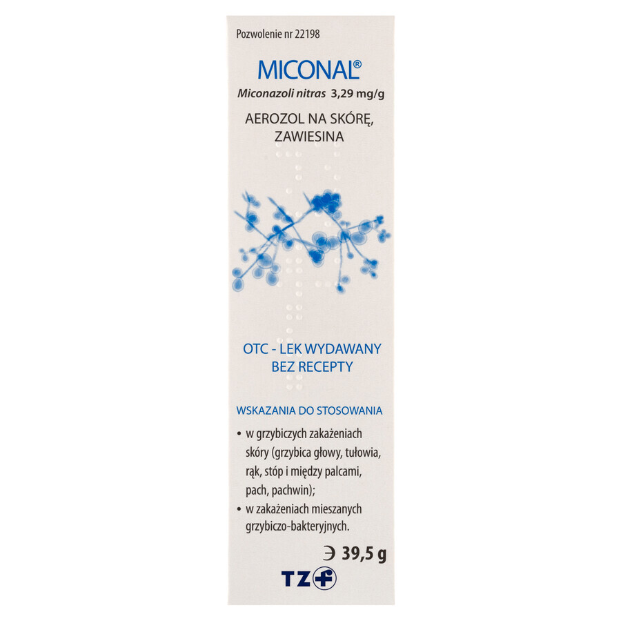 Miconal 3,29 mg/g, spray cutaneo, sospensione, 39,5 g