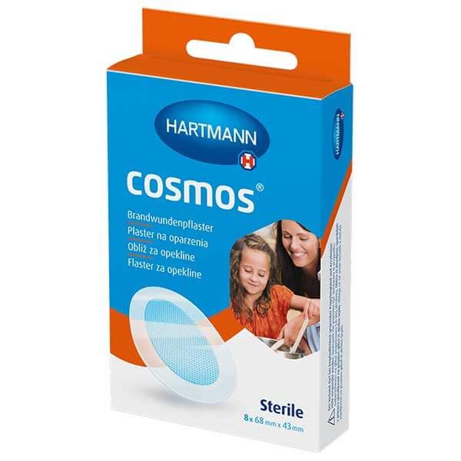 Cosmos, brandwondenpleister, hydrogel, waterbestendig, steriel, 68 mm x 43 mm, 8 stuks