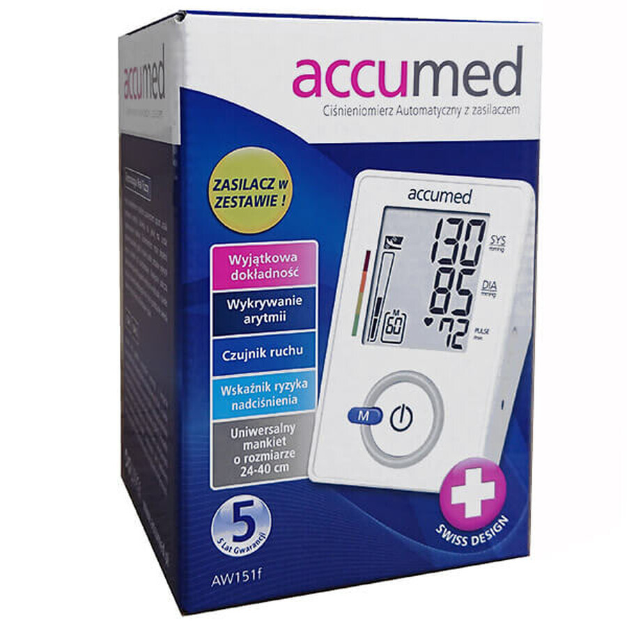 Accumed AW151f, automatic upper arm sphygmomanometer with power supply