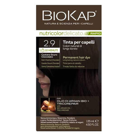 Biokap Nutricolor Delicato Rapid, coloration des cheveux, 2.9 marron chocolat noir, 135 ml