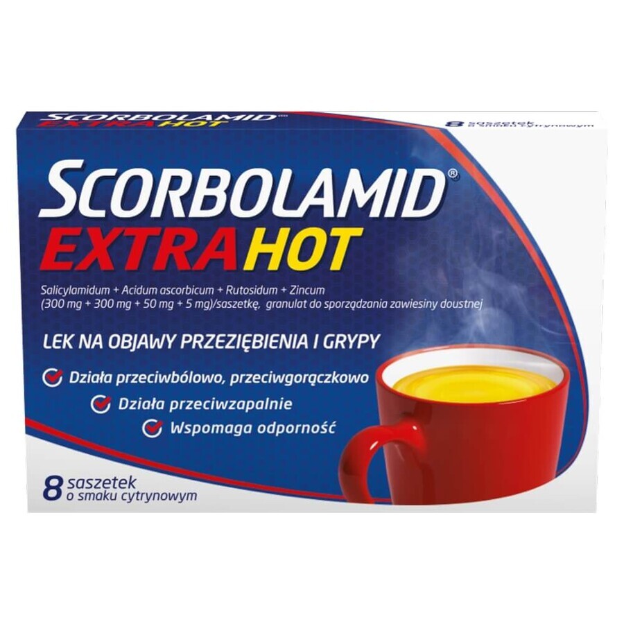 Scorbolamid Extra Hot 300 mg + 300 mg + 50 mg + 5 mg, 8 sachets