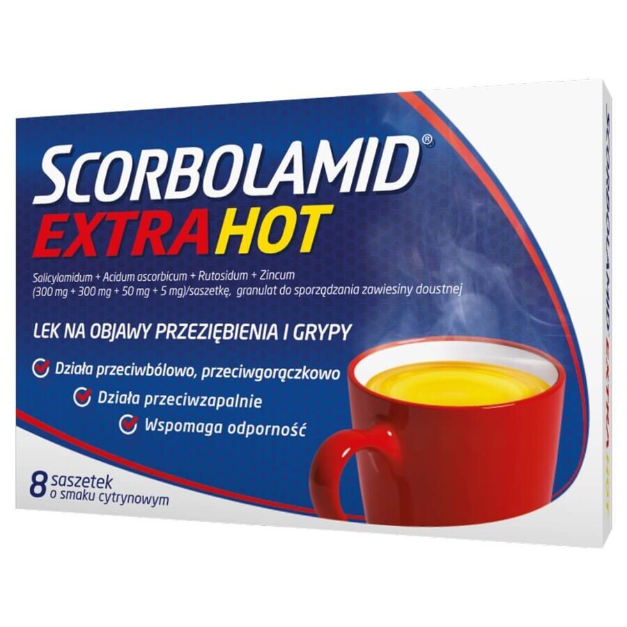 Scorbolamid Extra Hot 300 mg + 300 mg + 50 mg + 5 mg, 8 sachets