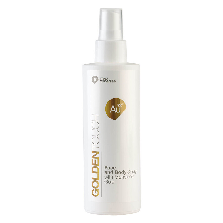 Invex Remedies Golden Touch, brume pour le visage et le corps à l'or monoionique Au100, 200 ml