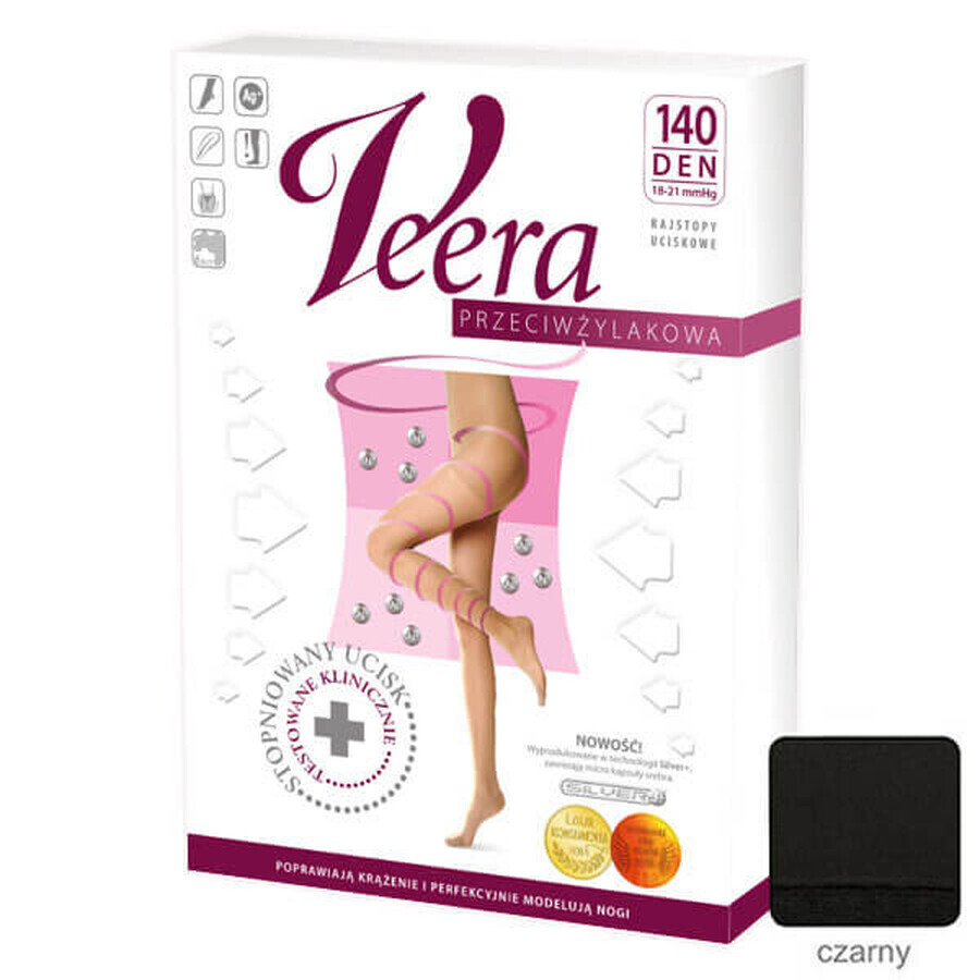 Veera Przeciwżylakowa, collants de compression, 140 den, taille 4, noir