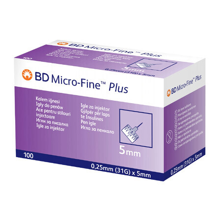 BD Micro-Fine Plus, 31G (0,25 mm) x 5 mm insulinepenaalden, 100 stuks