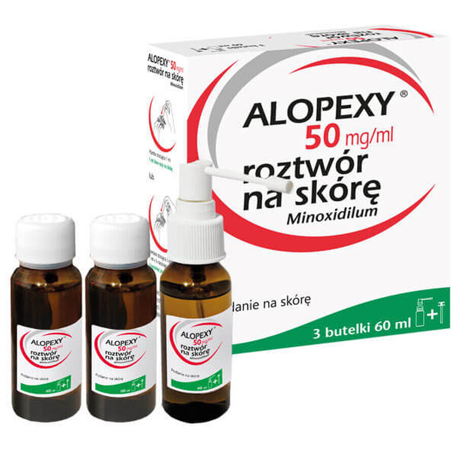 Alopexy 5 % (50 mg/ml) oplossing voor toepassing op de huid, 3 x 60 ml