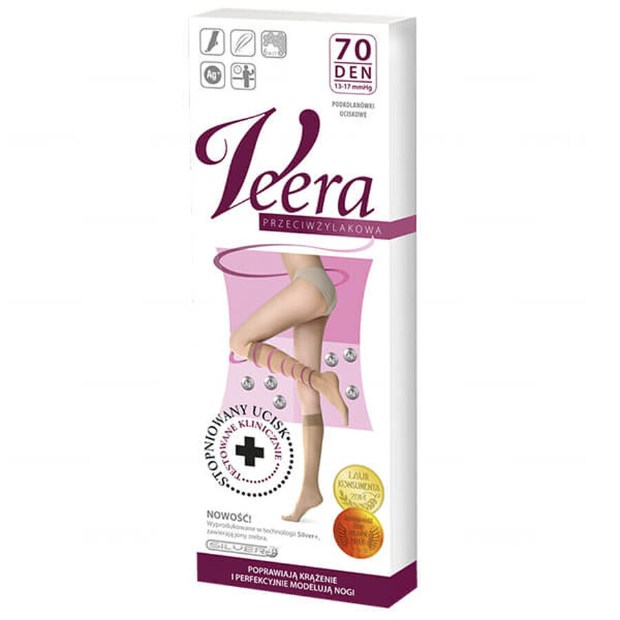 Veera Przeciwżylakowa, chaussettes de compression au genou, 70 den, taille 1/2, noir