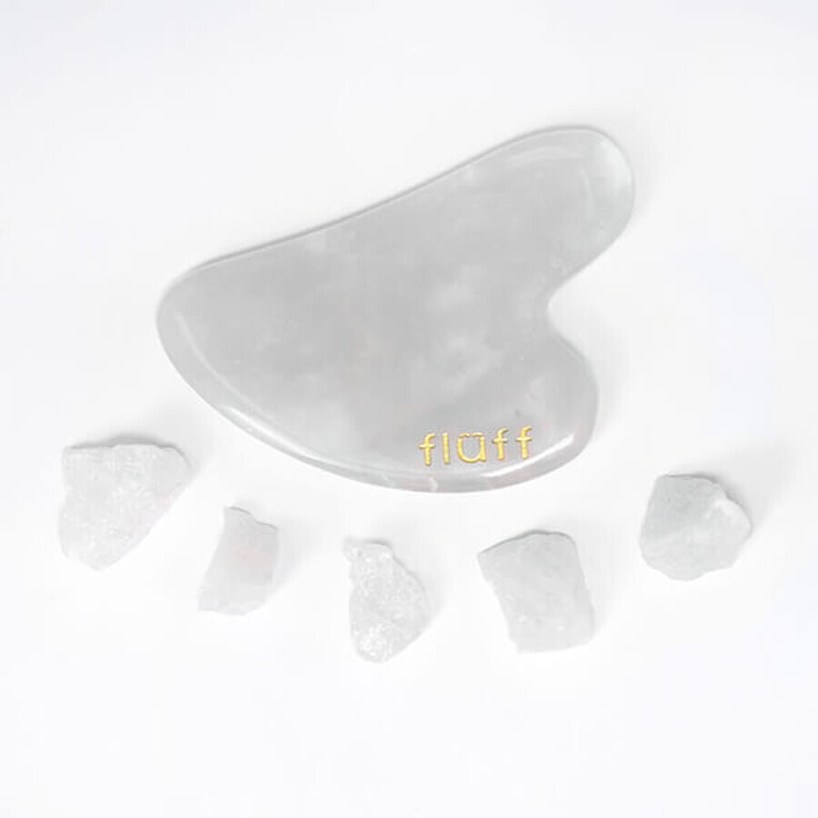 Fluff, piatră Gua Sha pentru masaj facial, cuarț natural