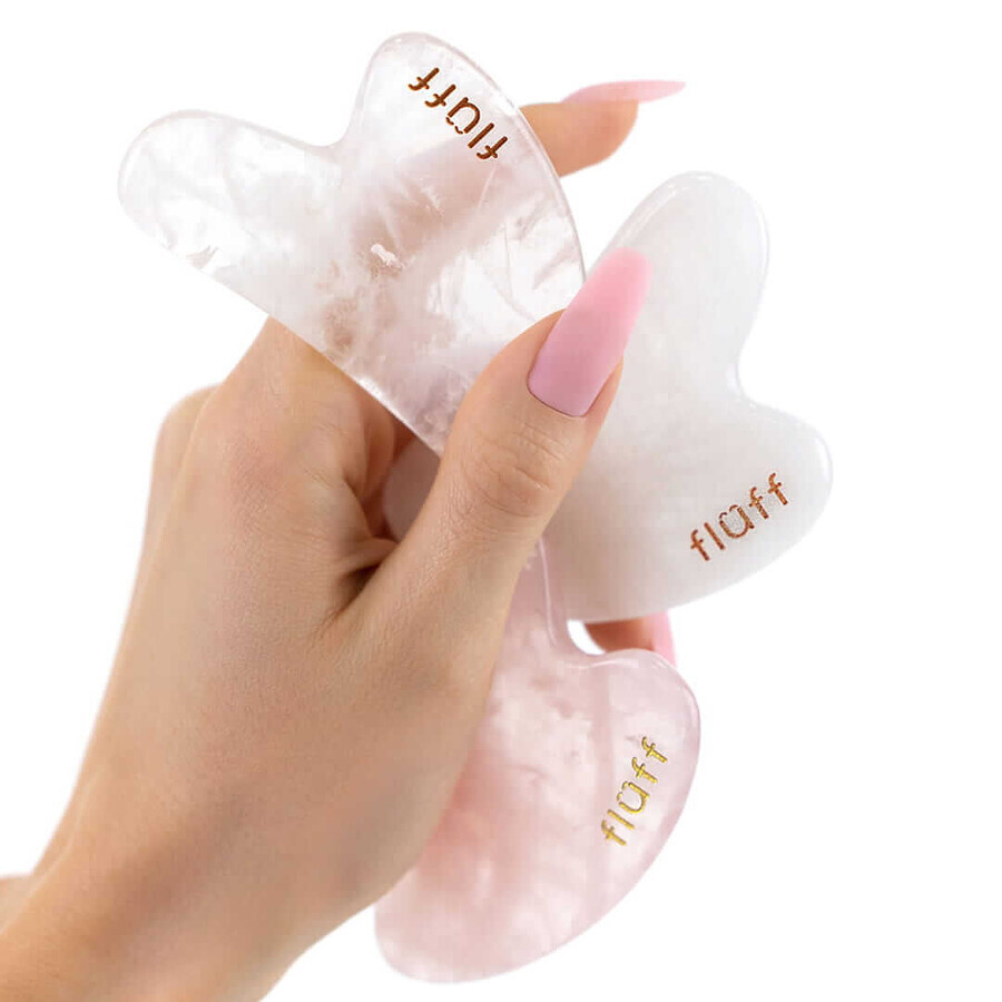 Fluff, piatră Gua Sha pentru masaj facial, cuarț natural